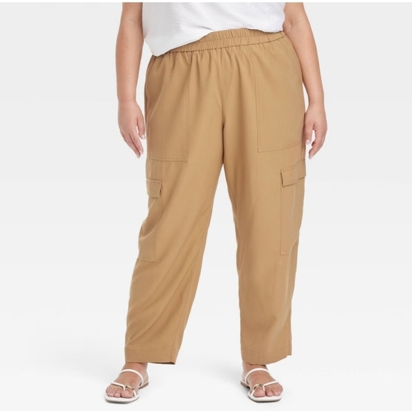 a new day Pants - Women's High-Rise Ankle Cargo Pants - A New Day Tan XXL